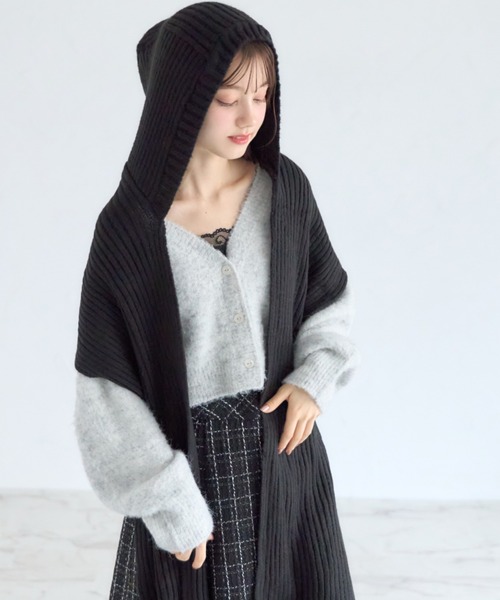 マフラー リブニットロングバラクラバ レディース これ一枚で帽子とマフラー2役♪ レディース フード