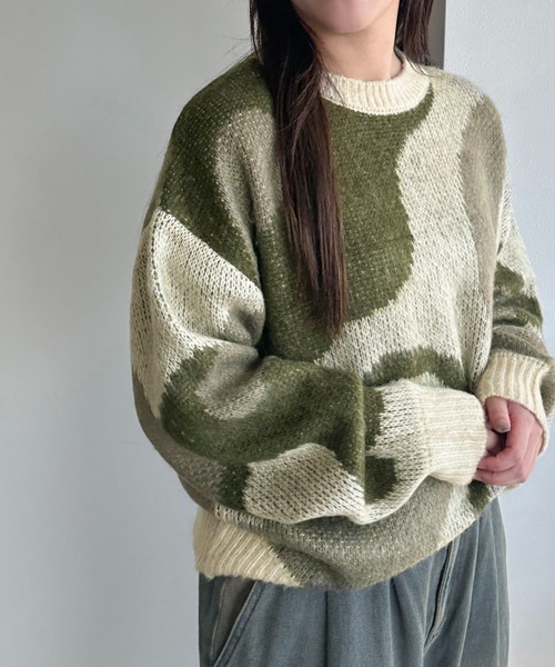 apres jour mignon(アプレジュールミニョン)の「シャギーマーブル柄ニット【ZOZOTOWN限定アイテム】(ニット/セーター・レディース・アイボリー/チャコールグレー/ブラック・フリー/X-LARGE)」の6枚目の写真