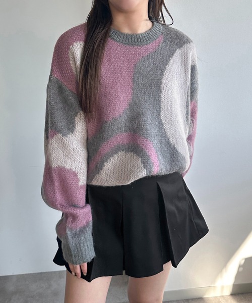 apres jour mignon(アプレジュールミニョン)の「シャギーマーブル柄ニット【ZOZOTOWN限定アイテム】(ニット/セーター・レディース・アイボリー/チャコールグレー/ブラック・フリー/X-LARGE)」の16枚目の写真