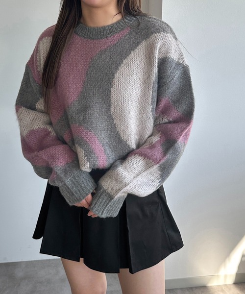 apres jour mignon(アプレジュールミニョン)の「シャギーマーブル柄ニット【ZOZOTOWN限定アイテム】(ニット/セーター・レディース・アイボリー/チャコールグレー/ブラック・フリー/X-LARGE)」の17枚目の写真