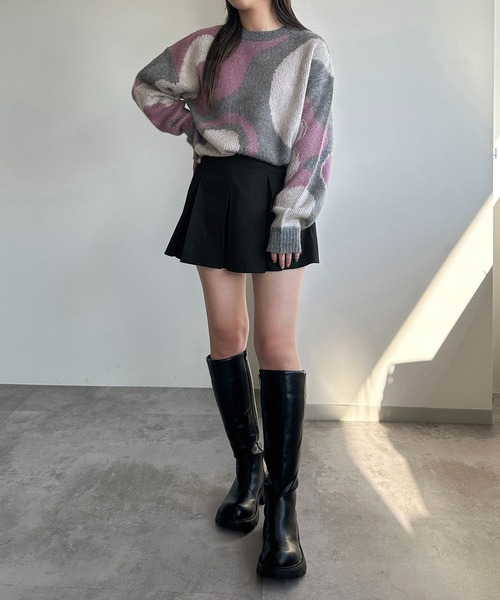 apres jour mignon(アプレジュールミニョン)の「シャギーマーブル柄ニット【ZOZOTOWN限定アイテム】(ニット/セーター・レディース・アイボリー/チャコールグレー/ブラック・フリー/X-LARGE)」の22枚目の写真