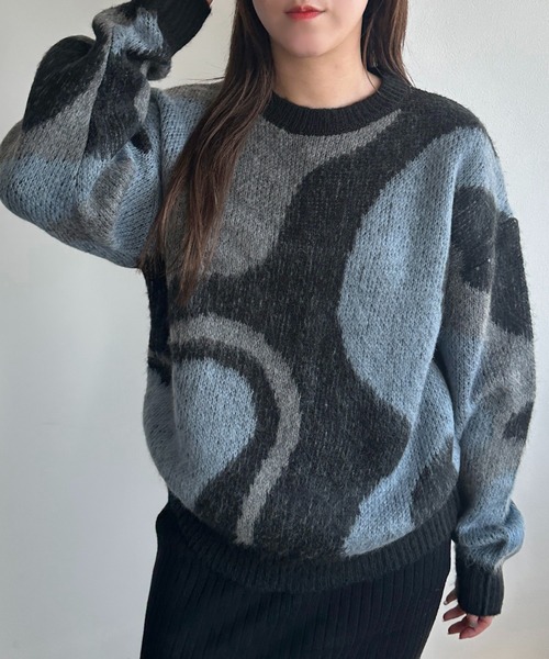 apres jour mignon(アプレジュールミニョン)の「シャギーマーブル柄ニット【ZOZOTOWN限定アイテム】(ニット/セーター・レディース・アイボリー/チャコールグレー/ブラック・フリー/X-LARGE)」の9枚目の写真