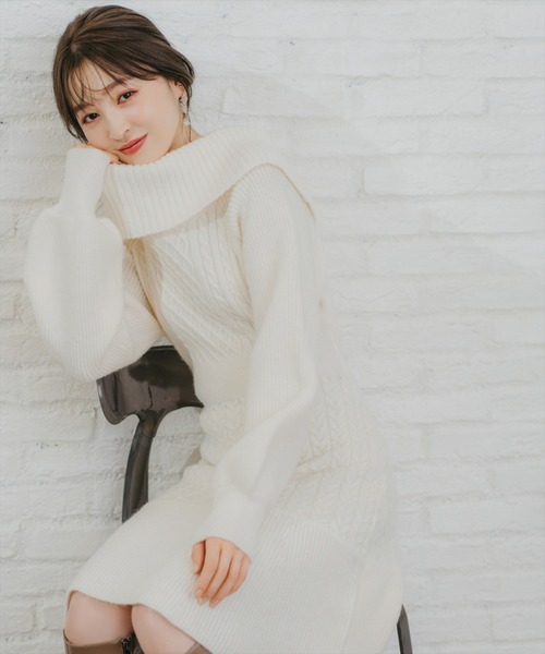 【新品】WILLSELECTION オフショルワンピース WILLSELECTION（ウィルセレクション）の「ケーブルオフショルニット