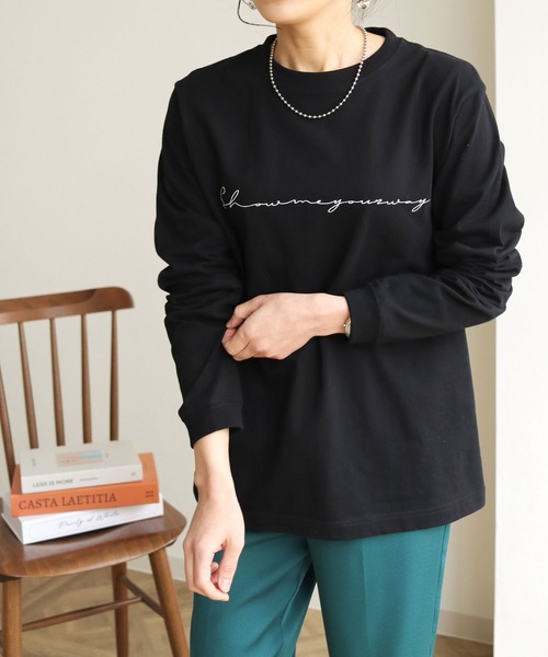 HER CLOSET（ハークローゼット）の「【shemoshelly】WEB限定シンプルプリントロゴロンT 新色追加（Tシャツ/カットソー・レディース・オフホワイト/ブラック/杢グレー・M/S/L）」の22枚目の写真