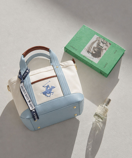 BEVERLY HILLS POLO CLUB（ビバリーヒルズポロクラブ）の「『BEVERLY HILLS POLO CLUB/ビバリーヒルズポロクラブ』ポロPUトートバッグ（トートバッグ・メンズ・グレー系1/ブラック系1/ネイビー系1/ホワイト系1/ブラック系2/アイボリー系1/アイボリー系2/ホワイト系3/ホワイト系2・FREE）」の3枚目の写真