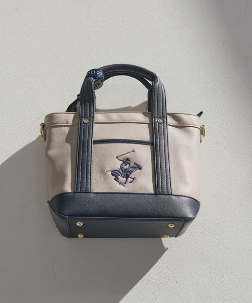 BEVERLY HILLS POLO CLUB（ビバリーヒルズポロクラブ）の「『BEVERLY HILLS POLO CLUB/ビバリーヒルズポロクラブ』ポロPUトートバッグ（トートバッグ・メンズ・グレー系1/ブラック系1/ネイビー系1/ホワイト系1/ブラック系2/アイボリー系1/アイボリー系2/ホワイト系3/ホワイト系2・FREE）」の22枚目の写真