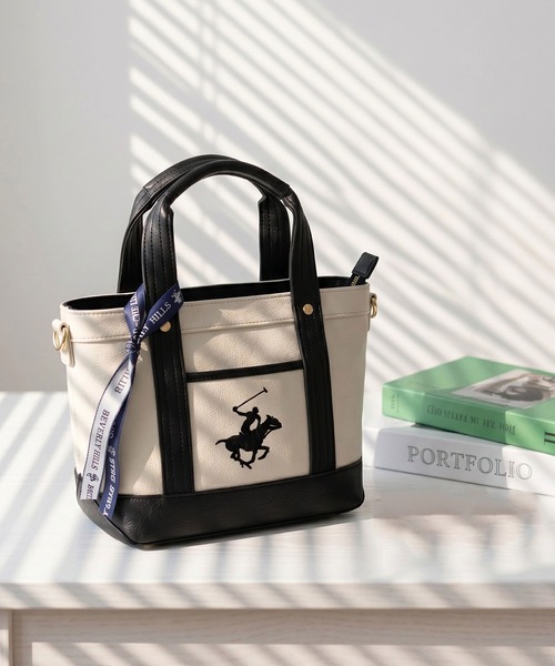 BEVERLY HILLS POLO CLUB（ビバリーヒルズポロクラブ）の「『BEVERLY HILLS POLO CLUB/ビバリーヒルズポロクラブ』ポロPUトートバッグ（トートバッグ・メンズ・グレー系1/ブラック系1/ネイビー系1/ホワイト系1/ブラック系2/アイボリー系1/アイボリー系2/ホワイト系3/ホワイト系2・FREE）」の15枚目の写真