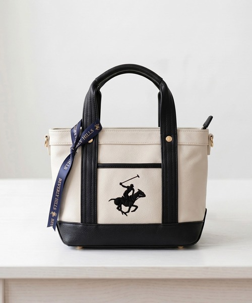 BEVERLY HILLS POLO CLUB（ビバリーヒルズポロクラブ）の「『BEVERLY HILLS POLO CLUB/ビバリーヒルズポロクラブ』ポロPUトートバッグ（トートバッグ・メンズ・グレー系1/ブラック系1/ネイビー系1/ホワイト系1/ブラック系2/アイボリー系1/アイボリー系2/ホワイト系3/ホワイト系2・FREE）」の14枚目の写真