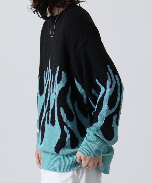 Bling Leads(ブリングリーズ)の「ファイヤージャガードクルーニット(ニット/セーター・メンズ・ブルー/ピンク/グレー・F)」の11枚目の写真