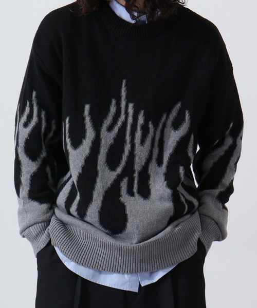 Bling Leads(ブリングリーズ)の「ファイヤージャガードクルーニット(ニット/セーター・メンズ・ブルー/ピンク/グレー・F)」の5枚目の写真