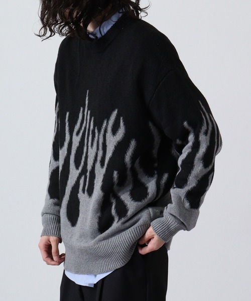 Bling Leads(ブリングリーズ)の「ファイヤージャガードクルーニット(ニット/セーター・メンズ・ブルー/ピンク/グレー・F)」の6枚目の写真