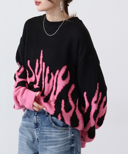 Bling Leads(ブリングリーズ)の「ファイヤージャガードクルーニット(ニット/セーター・メンズ・ブルー/ピンク/グレー・F)」の15枚目の写真