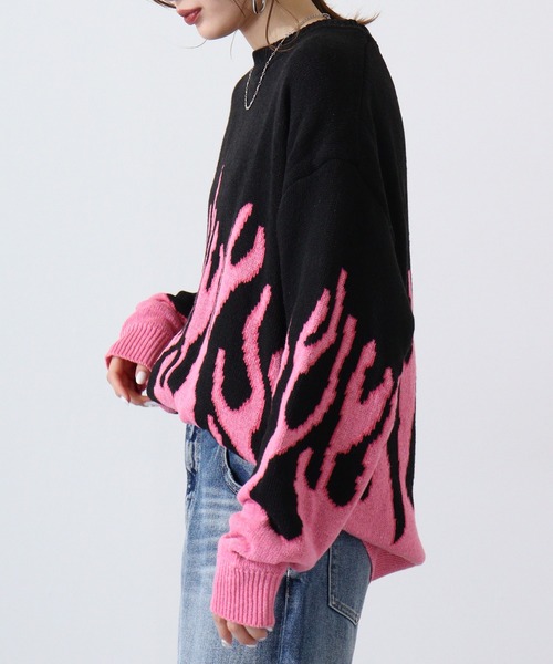 Bling Leads(ブリングリーズ)の「ファイヤージャガードクルーニット(ニット/セーター・メンズ・ブルー/ピンク/グレー・F)」の16枚目の写真