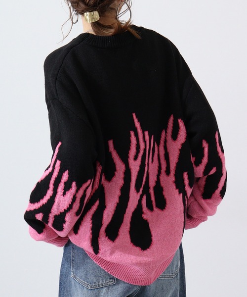 Bling Leads(ブリングリーズ)の「ファイヤージャガードクルーニット(ニット/セーター・メンズ・ブルー/ピンク/グレー・F)」の17枚目の写真