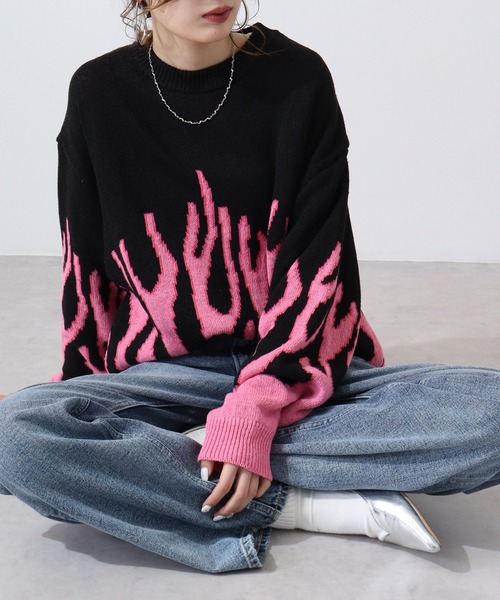 Bling Leads(ブリングリーズ)の「ファイヤージャガードクルーニット(ニット/セーター・メンズ・ブルー/ピンク/グレー・F)」の19枚目の写真