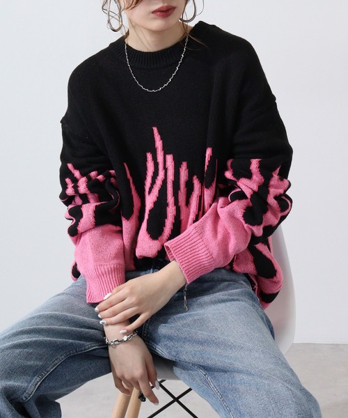 Bling Leads(ブリングリーズ)の「ファイヤージャガードクルーニット(ニット/セーター・メンズ・ブルー/ピンク/グレー・F)」の20枚目の写真