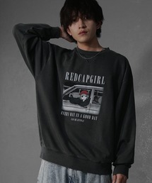MinoriTY | 【MinoriTY select】"RED CAP GIRL" ガールプリントピグメントトレーナー スウェット メンズ オーバーサイズ ルーズフィット ビッグシルエット(スウェット)