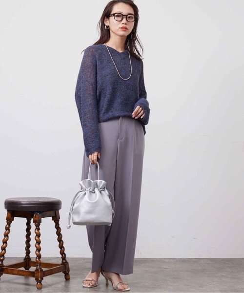 Chez toi（シェトワ）の「センタープレススラックスパンツ（スラックス・レディース・ブラック/グレー/ベージュ・FREE）」の5枚目の写真