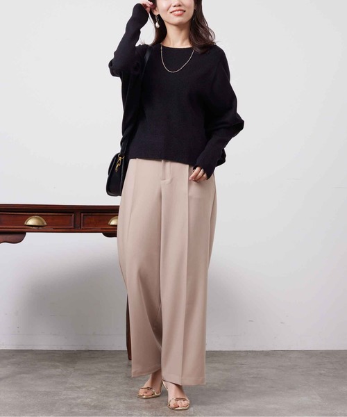 Chez toi（シェトワ）の「センタープレススラックスパンツ（スラックス・レディース・ブラック/グレー/ベージュ・FREE）」の7枚目の写真