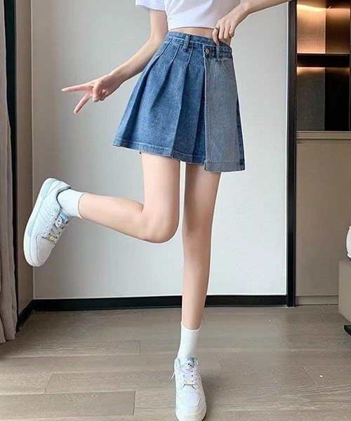 c.u.l(シーユーエル)の「カラー切り替え デニムスカート culw649(デニムスカート・レディース・ブルー・L/M)」の8枚目の写真