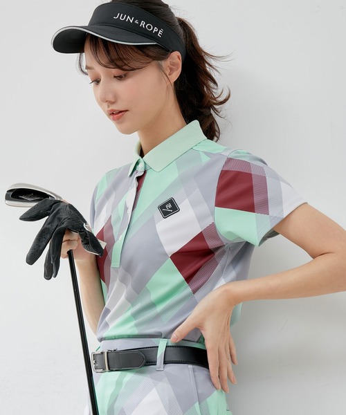 【セール】【UV】【接触冷感】マルチアーガイル柄ポロ半袖プルオーバー（ポロシャツ）｜JUN&ROPE'（ジュンアンドロペ）