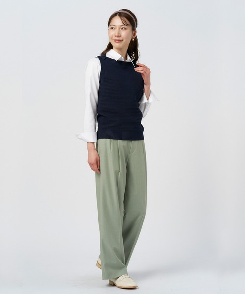 TOKYO SHIRTS（トウキョウシャツ）の「ボートネックニットベスト（ベスト・レディース・オフホワイト/ネイビー/ベージュ・M/L/LL）」の6枚目の写真