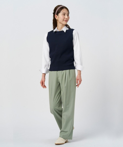 TOKYO SHIRTS（トウキョウシャツ）の「ボートネックニットベスト（ベスト・レディース・オフホワイト/ネイビー/ベージュ・M/L/LL）」の4枚目の写真