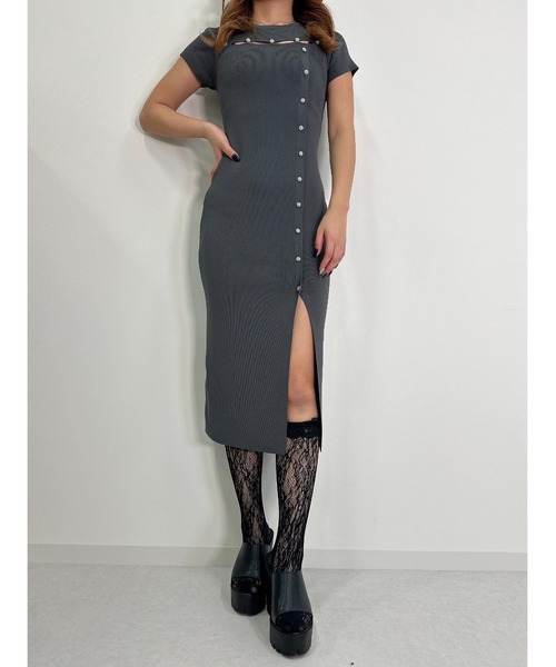 DURAS(デュラス)の「Button design dress(ワンピース・レディース・ブラック/グレー/グリーン・FREE)」の3枚目の写真