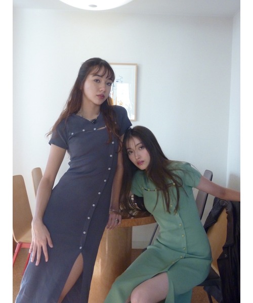 DURAS(デュラス)の「Button design dress(ワンピース・レディース・ブラック/グレー/グリーン・FREE)」の4枚目の写真