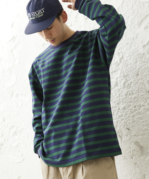 JOURNAL STANDARD relume（ジャーナルスタンダード　レリューム）の「【HARDIN KNITWEAR/ハーディンニットウェア】ヘビーウェイト ボーダーTシャツ（Tシャツ/カットソー・メンズ・アイボリー/ブラウン系その他/コバルトブルー・MEDIUM/LARGE）」の8枚目の写真