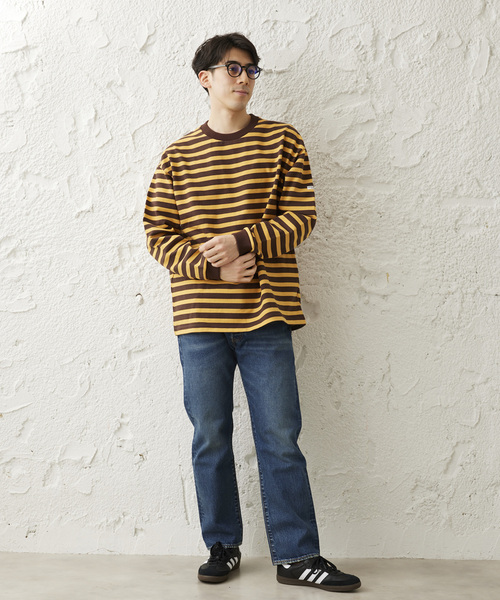 JOURNAL STANDARD relume（ジャーナルスタンダード　レリューム）の「【HARDIN KNITWEAR/ハーディンニットウェア】ヘビーウェイト ボーダーTシャツ（Tシャツ/カットソー・メンズ・アイボリー/ブラウン系その他/コバルトブルー・MEDIUM/LARGE）」の9枚目の写真