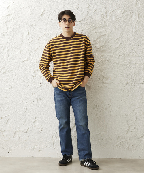 JOURNAL STANDARD relume（ジャーナルスタンダード　レリューム）の「【HARDIN KNITWEAR/ハーディンニットウェア】ヘビーウェイト ボーダーTシャツ（Tシャツ/カットソー・メンズ・アイボリー/ブラウン系その他/コバルトブルー・MEDIUM/LARGE）」の11枚目の写真