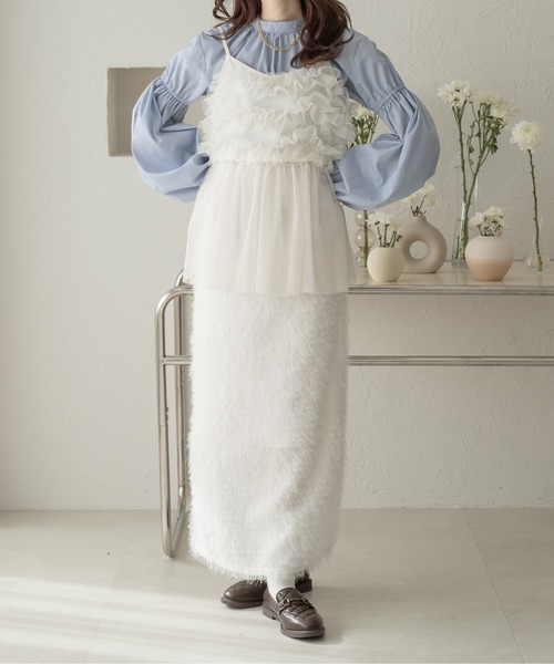 Ambre Neige（アンブルネージュ）の「スタンドカラーギャザーブラウス／WEB/EC限定商品（シャツ/ブラウス・レディース・ブラック/ライトブルー/オフホワイト・FREE）」の14枚目の写真