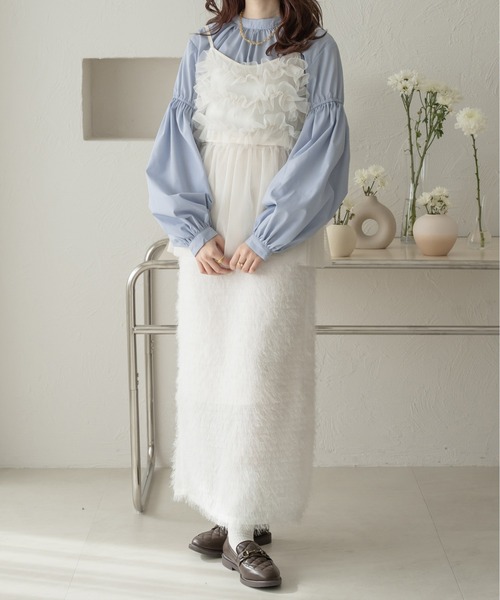 Ambre Neige（アンブルネージュ）の「スタンドカラーギャザーブラウス／WEB/EC限定商品（シャツ/ブラウス・レディース・ブラック/ライトブルー/オフホワイト・FREE）」の15枚目の写真