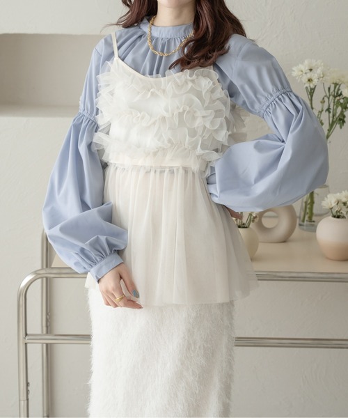 Ambre Neige（アンブルネージュ）の「スタンドカラーギャザーブラウス／WEB/EC限定商品（シャツ/ブラウス・レディース・ブラック/ライトブルー/オフホワイト・FREE）」の22枚目の写真