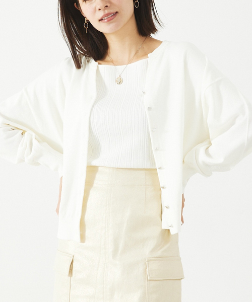 abahouse mavie（アバハウスマヴィ）の「麻タッチキーネック2WAYカーデ（カーディガン/ボレロ・レディース・チャコールグレー/イエロー/ホワイト・フリー）」の2枚目の写真