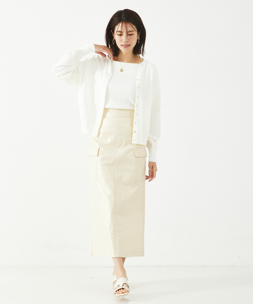 abahouse mavie（アバハウスマヴィ）の「麻タッチキーネック2WAYカーデ（カーディガン/ボレロ・レディース・チャコールグレー/イエロー/ホワイト・フリー）」の5枚目の写真