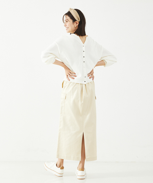 abahouse mavie（アバハウスマヴィ）の「麻タッチキーネック2WAYカーデ（カーディガン/ボレロ・レディース・チャコールグレー/イエロー/ホワイト・フリー）」の9枚目の写真