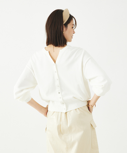 abahouse mavie（アバハウスマヴィ）の「麻タッチキーネック2WAYカーデ（カーディガン/ボレロ・レディース・チャコールグレー/イエロー/ホワイト・フリー）」の11枚目の写真