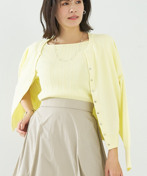 abahouse mavie（アバハウスマヴィ）の「麻タッチキーネック2WAYカーデ（カーディガン/ボレロ・レディース・チャコールグレー/イエロー/ホワイト・フリー）」の16枚目の写真