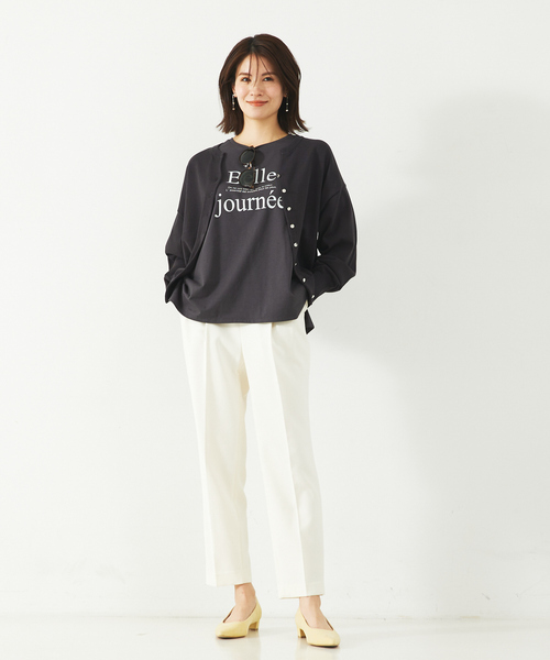 abahouse mavie（アバハウスマヴィ）の「麻タッチキーネック2WAYカーデ（カーディガン/ボレロ・レディース・チャコールグレー/イエロー/ホワイト・フリー）」の18枚目の写真