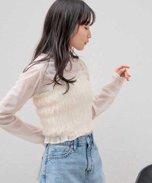 LOWRYS FARM（ローリーズファーム）の「シアーアソートクルーＬＳ 103917（Tシャツ/カットソー・レディース・ベージュ/その他1/その他2/その他/グレー・FREE）」の17枚目の写真
