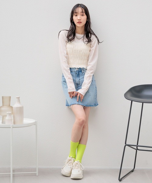 LOWRYS FARM（ローリーズファーム）の「シアーアソートクルーＬＳ 103917（Tシャツ/カットソー・レディース・ベージュ/その他1/その他2/その他/グレー・FREE）」の18枚目の写真
