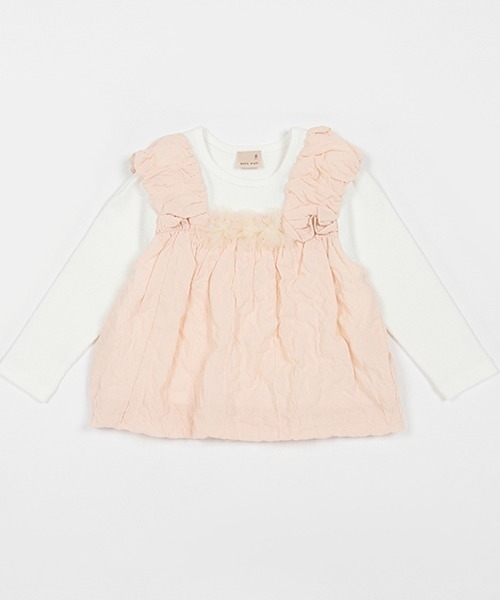 petit main(プティマイン)の「ぽこぽこチュニックドッキング長T(シャツ/ブラウス・キッズ・ライトグリーン/アイボリー/ライトピンク・80cm/90cm/110cm/120cm/130cm/100cm)」の3枚目の写真