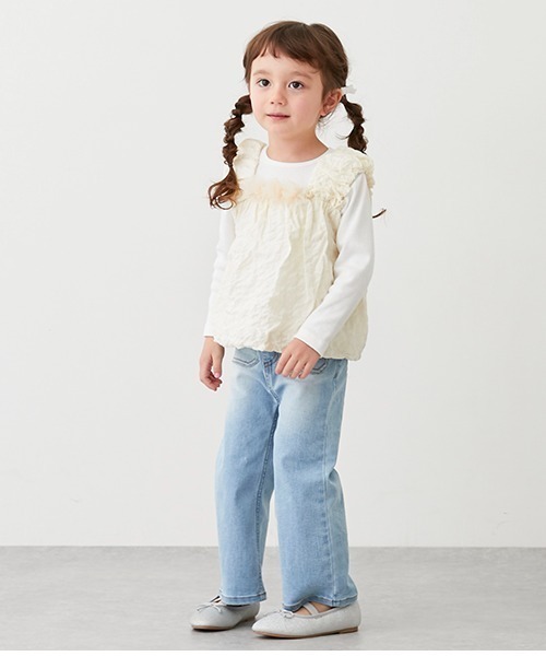 petit main(プティマイン)の「ぽこぽこチュニックドッキング長T(シャツ/ブラウス・キッズ・ライトグリーン/アイボリー/ライトピンク・80cm/90cm/110cm/120cm/130cm/100cm)」の12枚目の写真