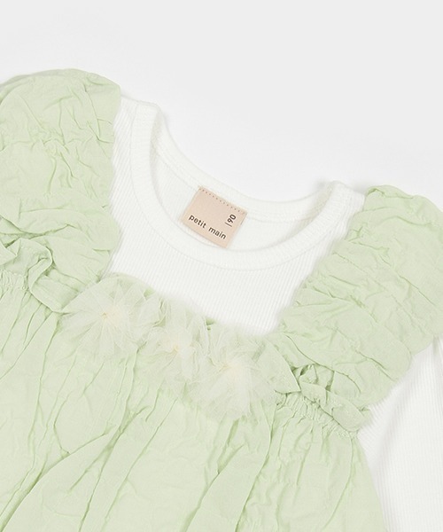 petit main(プティマイン)の「ぽこぽこチュニックドッキング長T(シャツ/ブラウス・キッズ・ライトグリーン/アイボリー/ライトピンク・80cm/90cm/110cm/120cm/130cm/100cm)」の8枚目の写真