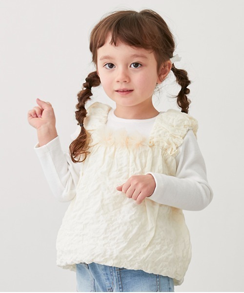 petit main(プティマイン)の「ぽこぽこチュニックドッキング長T(シャツ/ブラウス・キッズ・ライトグリーン/アイボリー/ライトピンク・80cm/90cm/110cm/120cm/130cm/100cm)」の15枚目の写真