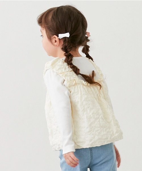 petit main(プティマイン)の「ぽこぽこチュニックドッキング長T(シャツ/ブラウス・キッズ・ライトグリーン/アイボリー/ライトピンク・80cm/90cm/110cm/120cm/130cm/100cm)」の14枚目の写真