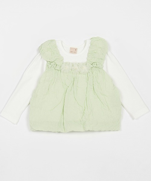 petit main(プティマイン)の「ぽこぽこチュニックドッキング長T(シャツ/ブラウス・キッズ・ライトグリーン/アイボリー/ライトピンク・80cm/90cm/110cm/120cm/130cm/100cm)」の18枚目の写真
