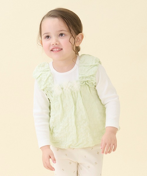 petit main(プティマイン)の「ぽこぽこチュニックドッキング長T(シャツ/ブラウス・キッズ・ライトグリーン/アイボリー/ライトピンク・80cm/90cm/110cm/120cm/130cm/100cm)」の16枚目の写真